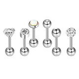 Max Maxb 6/12 sets Steel Zircon Rhinestone Earring piercing Jewelry Silver  6 sets