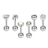 Max Maxb 6/12 sets Steel Zircon Rhinestone Earring piercing Jewelry Silver  6 sets