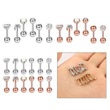 Max Maxb 6/12 sets Steel Zircon Rhinestone Earring piercing Jewelry Silver  6 sets