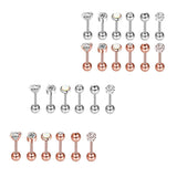 Max Maxb 6/12 sets Steel Zircon Rhinestone Earring piercing Jewelry Silver  6 sets