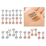 Max Maxb 6/12 sets Steel Zircon Rhinestone Earring piercing Jewelry Silver  6 sets