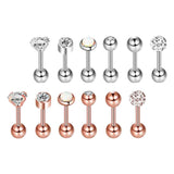 Max Maxb 6/12 sets Steel Zircon Rhinestone Earring piercing Jewelry Mixed 12 Sets