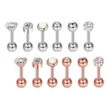 Max Maxb 6/12 sets Steel Zircon Rhinestone Earring piercing Jewelry Mixed 12 Sets