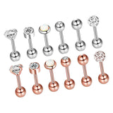 Max Maxb 6/12 sets Steel Zircon Rhinestone Earring piercing Jewelry Mixed 12 Sets