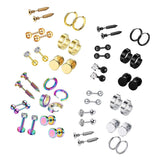 Max 6 Pairs Ear Studs Curve Barbell Stainless Helix Piercing Ear Jewelry Gold