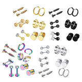 Max 6 Pairs Ear Studs Curve Barbell Stainless Helix Piercing Ear Jewelry Gold