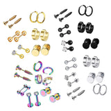 Max 6 Pairs Ear Studs Curve Barbell Stainless Helix Piercing Ear Jewelry Gold