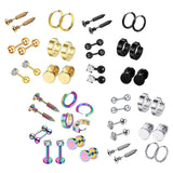 Max 6 Pairs Ear Studs Curve Barbell Stainless Helix Piercing Ear Jewelry Gold