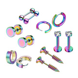 Max 6 Pairs Ear Studs Curve Barbell Stainless Helix Piercing Ear Jewelry Colorful