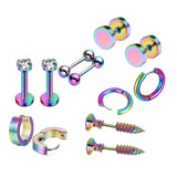 Max 6 Pairs Ear Studs Curve Barbell Stainless Helix Piercing Ear Jewelry Colorful