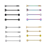 Max Maxb 4 Pieces Stainless Steel Industrial Barbell Earrings Gold