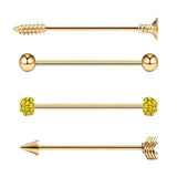 Max Maxb 4 Pieces Stainless Steel Industrial Barbell Earrings Gold