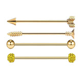 Max Maxb 4 Pieces Stainless Steel Industrial Barbell Earrings Gold