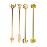 Max Maxb 4 Pieces Stainless Steel Industrial Barbell Earrings Gold