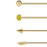 Max Maxb 4 Pieces Stainless Steel Industrial Barbell Earrings Gold