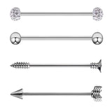 Max Maxb 4 Pieces Stainless Steel Industrial Barbell Earrings Silver