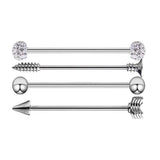 Max Maxb 4 Pieces Stainless Steel Industrial Barbell Earrings Silver
