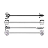 Max Maxb 4 Pieces Stainless Steel Industrial Barbell Earrings Silver