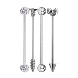 Max Maxb 4 Pieces Stainless Steel Industrial Barbell Earrings Silver