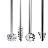 Max Maxb 4 Pieces Stainless Steel Industrial Barbell Earrings Silver