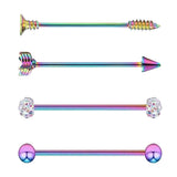 Max Maxb 4 Pieces Stainless Steel Industrial Barbell Earrings Colorful
