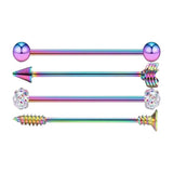 Max Maxb 4 Pieces Stainless Steel Industrial Barbell Earrings Colorful