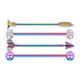 Max Maxb 4 Pieces Stainless Steel Industrial Barbell Earrings Colorful