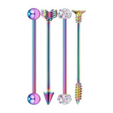Max Maxb 4 Pieces Stainless Steel Industrial Barbell Earrings Colorful
