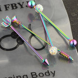 Max Maxb 4 Pieces Stainless Steel Industrial Barbell Earrings Colorful