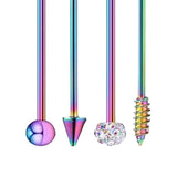 Max Maxb 4 Pieces Stainless Steel Industrial Barbell Earrings Colorful