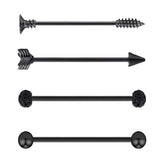 Max Maxb 4 Pieces Stainless Steel Industrial Barbell Earrings Black