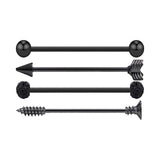 Max Maxb 4 Pieces Stainless Steel Industrial Barbell Earrings Black