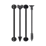 Max Maxb 4 Pieces Stainless Steel Industrial Barbell Earrings Black