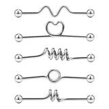 Max Maxb 5PCS Body Piercing Ring Labret Tongue Eyebrow Barbells Nose Studs Jewelry 8