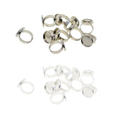 Max Maxb 10pcs 16mm Blank Round Bezel Tray Cabochon Adjustable Brass Ring Platinum