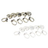 Max Maxb 10pcs 16mm Blank Round Bezel Tray Cabochon Adjustable Brass Ring Platinum
