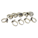 Max Maxb 10pcs 16mm Blank Round Bezel Tray Cabochon Adjustable Brass Ring Platinum