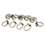 Max Maxb 10pcs 16mm Blank Round Bezel Tray Cabochon Adjustable Brass Ring Platinum