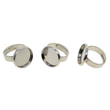 Max Maxb 10pcs 16mm Blank Round Bezel Tray Cabochon Adjustable Brass Ring Platinum