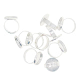 Max Maxb 10pcs 16mm Blank Round Bezel Tray Cabochon Adjustable Brass Ring Silver