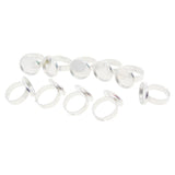Max Maxb 10pcs 16mm Blank Round Bezel Tray Cabochon Adjustable Brass Ring Silver