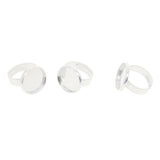 Max Maxb 10pcs 16mm Blank Round Bezel Tray Cabochon Adjustable Brass Ring Silver
