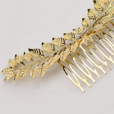 Maxbell Long Metal Olive Leaves Vine Hair Comb Pin Wedding Party Bridal Headpiece Gold