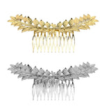 Maxbell Long Metal Olive Leaves Vine Hair Comb Pin Wedding Party Bridal Headpiece Gold