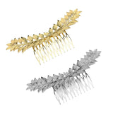 Maxbell Long Metal Olive Leaves Vine Hair Comb Pin Wedding Party Bridal Headpiece Gold