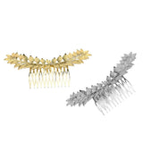 Maxbell Long Metal Olive Leaves Vine Hair Comb Pin Wedding Party Bridal Headpiece Gold