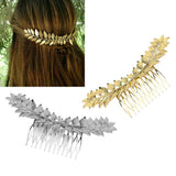 Maxbell Long Metal Olive Leaves Vine Hair Comb Pin Wedding Party Bridal Headpiece Gold