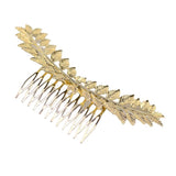 Maxbell Long Metal Olive Leaves Vine Hair Comb Pin Wedding Party Bridal Headpiece Gold