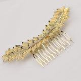 Maxbell Long Metal Olive Leaves Vine Hair Comb Pin Wedding Party Bridal Headpiece Gold