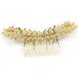 Maxbell Long Metal Olive Leaves Vine Hair Comb Pin Wedding Party Bridal Headpiece Gold